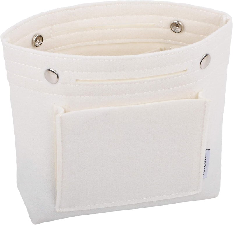 Vercord Mini Slim Small Felt Purse Organizer Insert Inside Handbag Tote Pocketbook for Women White - Image 1